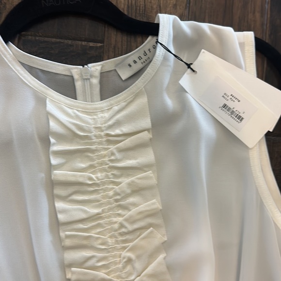 NWT Sandro Paris Cream Black Sleeveless Dress Size S - Picture 3 of 10